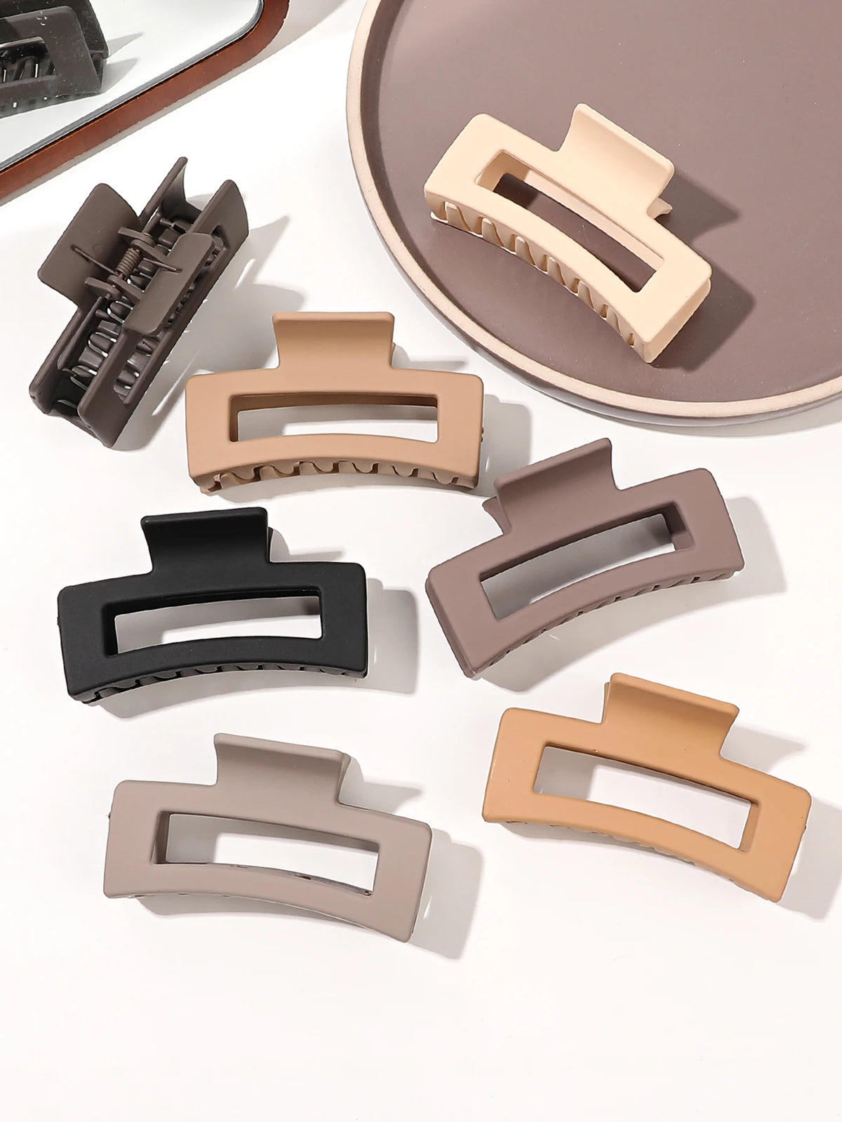 Matte Square Hair Claw Clips – Non-slip 3.4 inch Accessories for Thick Hair