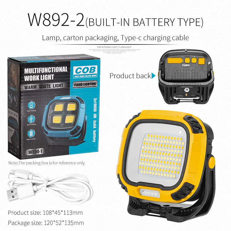 Rechargeable LED Spotlight Lantern – Magnetic Work Light for Outdoor Camping