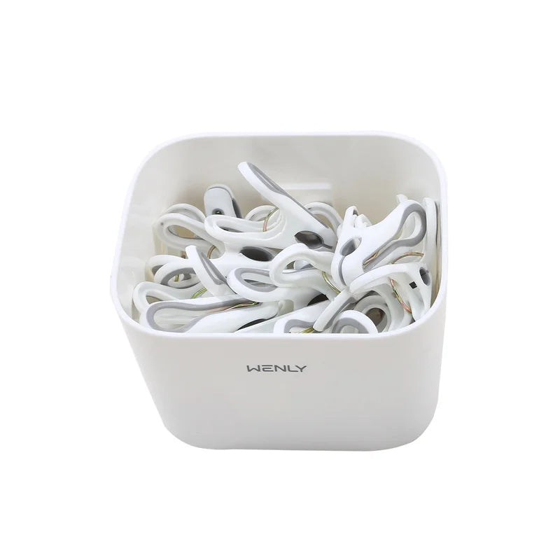 Plastic Clothes Pins with Basket – Laundry Hanging Clips for Socks and Underwear