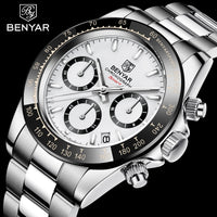 BENYAR Stainless Steel Chronograph Watch – Luxury Quartz for Men