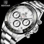BENYAR Stainless Steel Chronograph Watch – Luxury Quartz for Men