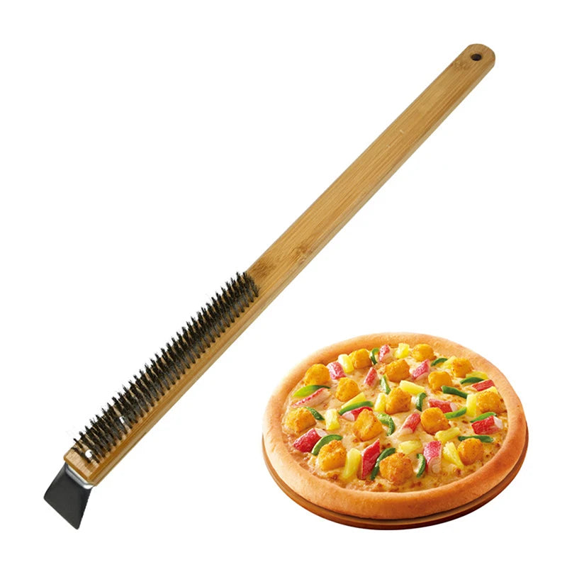 Brass Bristle Pizza Oven Brush – Copper Cleaning Tool for Grill Maintenance