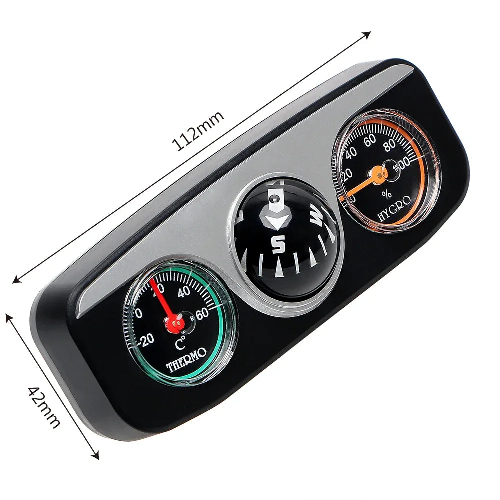 3-in-1 Dashboard Guide Ball – Compass Thermometer Hygrometer for Auto and Boat