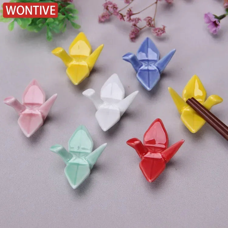 Japanese Ceramic Crane Holder – Decorative Rest for Incense or Chopsticks