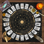 Zodiac Tarot Card Tablecloth – Velvet Divination Mat for Fortune Telling