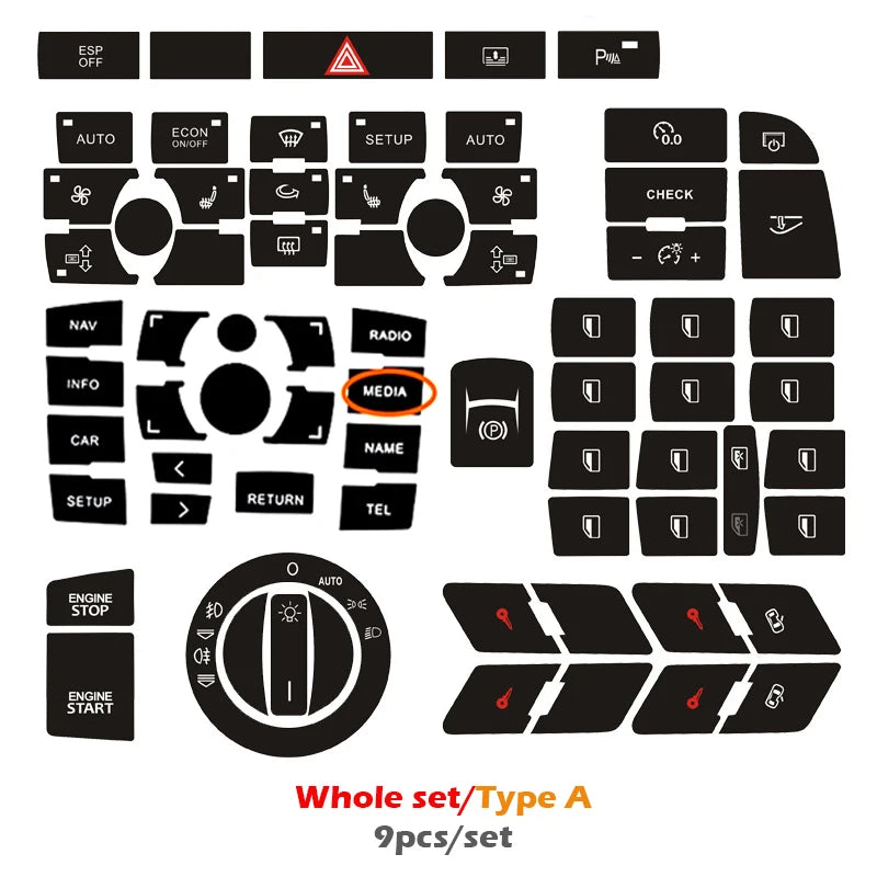 Climate Control Button Decals – Interior Repair Stickers for Audi A6 C6