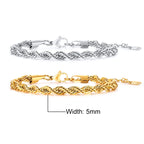 Stainless Steel Rope Chain Bracelet – Unisex Twisted Link Jewelry for Gift