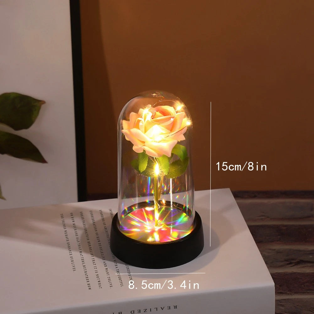 LED Glass Rose Lamp – Eternal Red Flower for Valentine's Day Gift