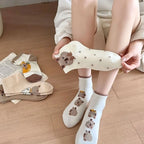 Capybara Knit Knee-High Socks – Cute Cartoon Women's Casual Hosiery