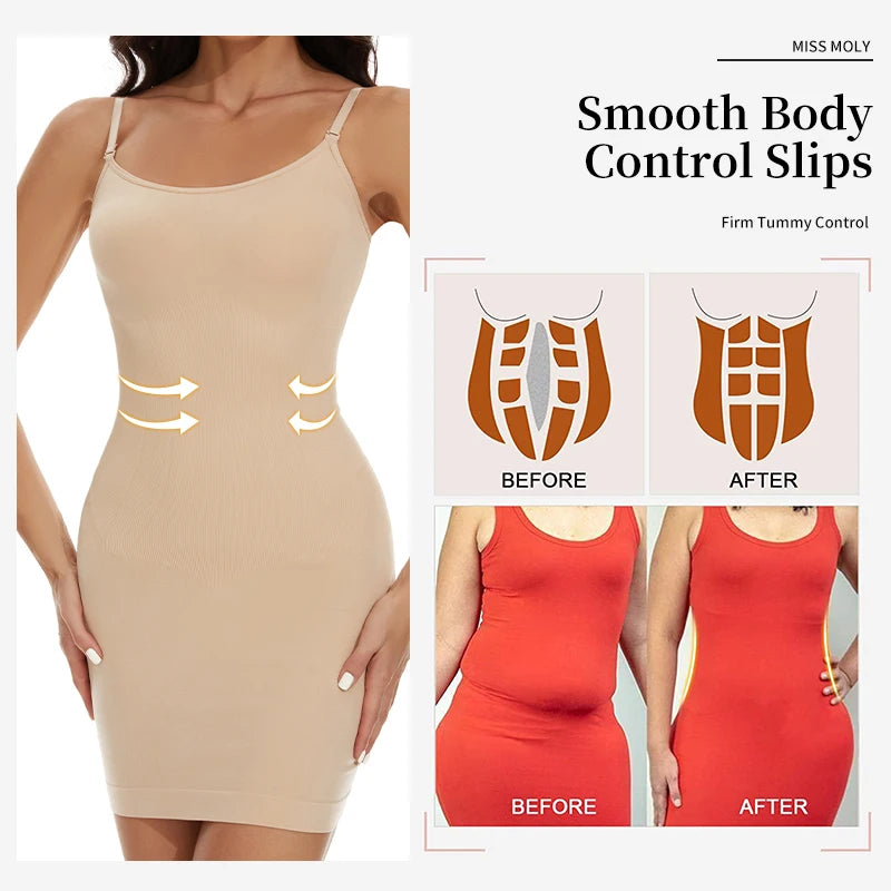 Womens Tummy Control Full Slip – Invisible Body Shaper for Under Dresses