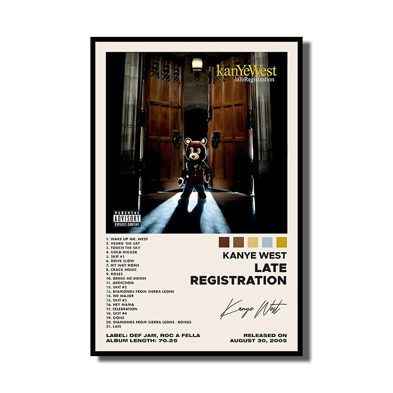 Kanye West Canvas Poster – HD Music Album Art for Home Wall Decor