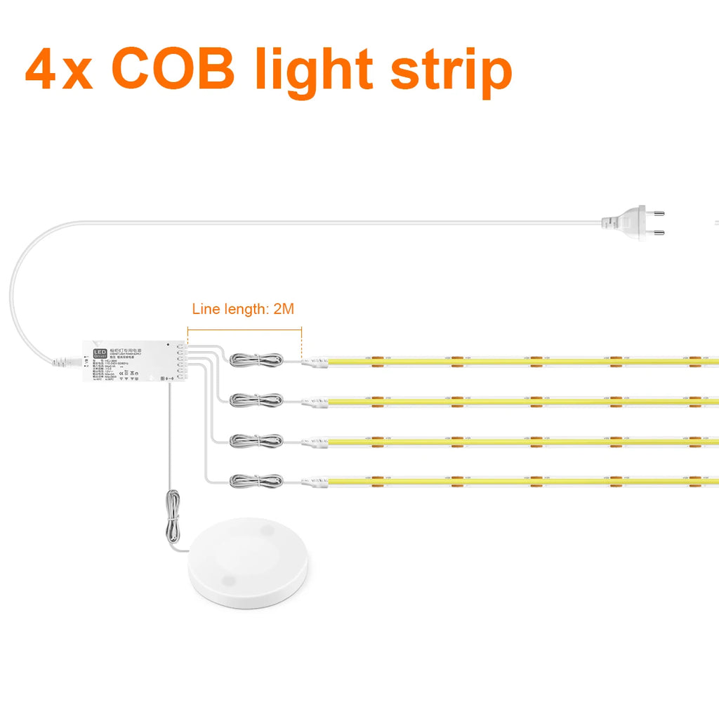 COB LED Strip Lights – Motion Sensor Under Cabinet Lamp for Closet Wardrobe