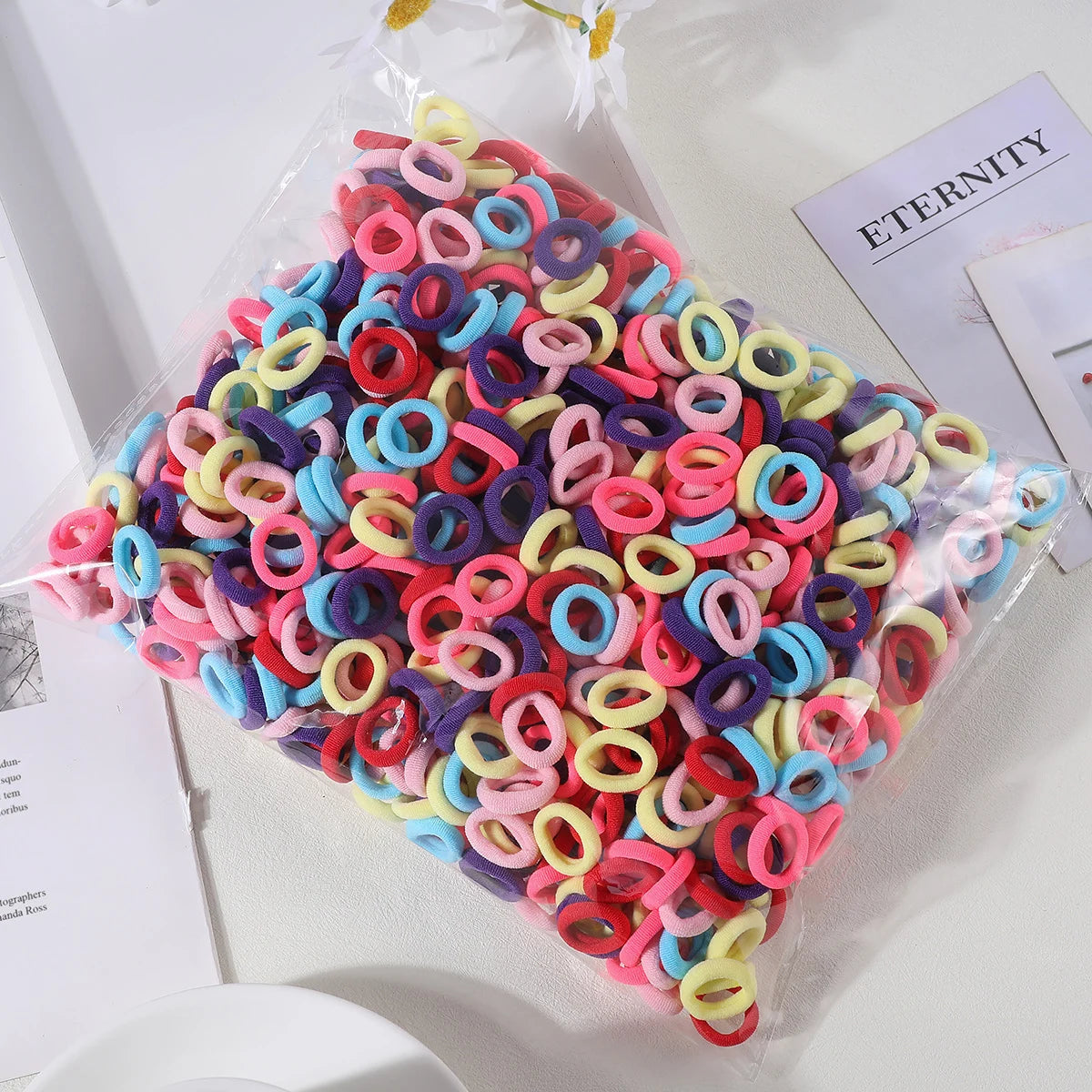 Colorful Nylon Hair Ties – Elastic Ponytail Holders for Kids Hair Styling