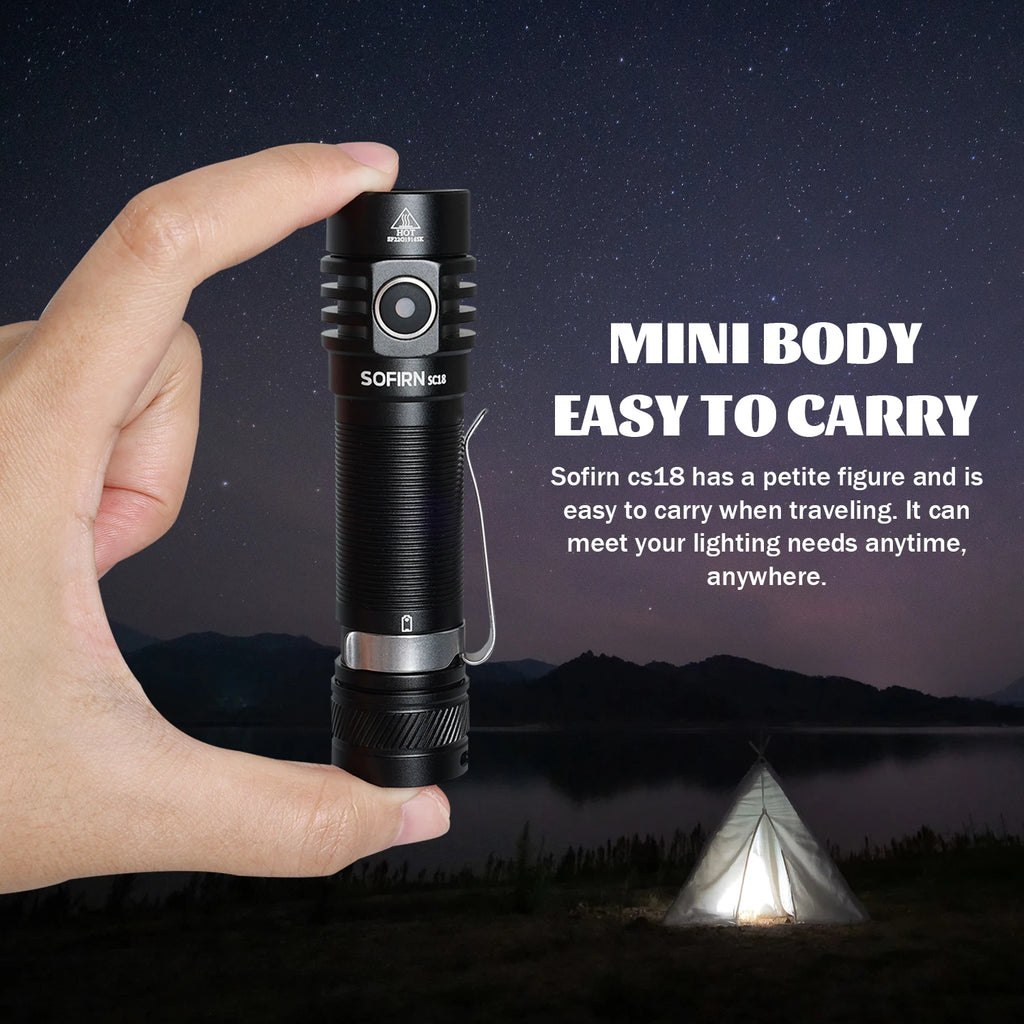 Rechargeable LED Flashlight – 1800lm USB-C Torch for Outdoor Camping Hiking