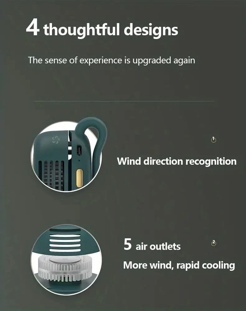 Portable Bladeless Waist Fan – 3-Speed Silent Cooling for Outdoor Work