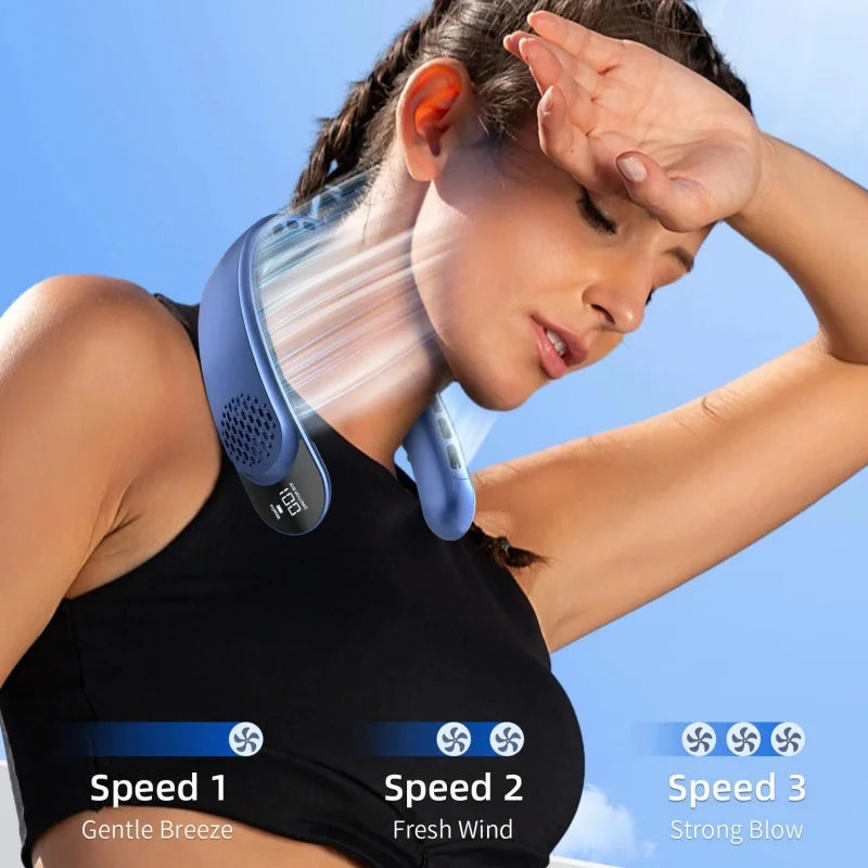 Portable Neck Fan – Rechargeable Turbine Design for Outdoor Summer Cooling