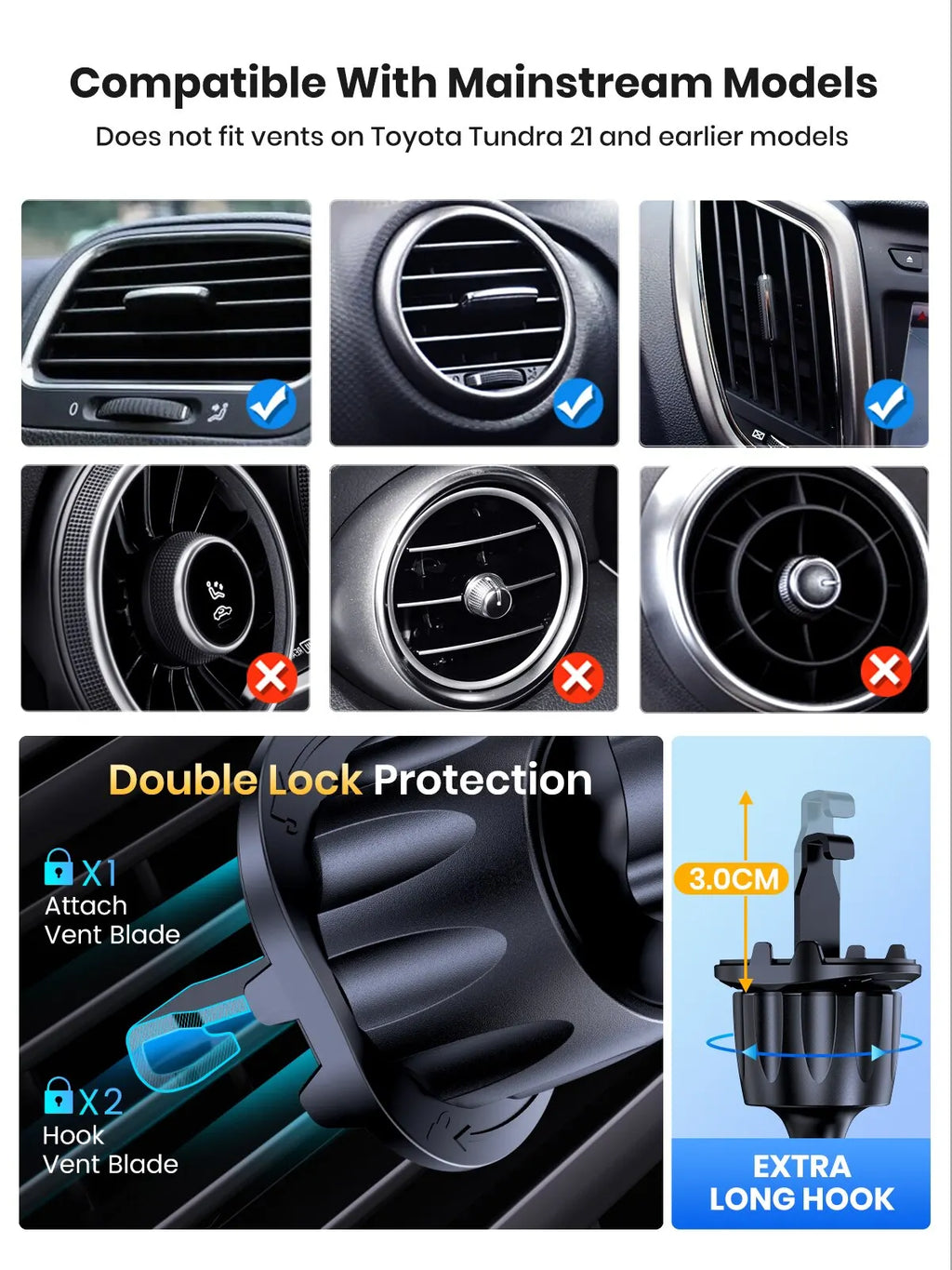 Gravity Car Phone Holder – Metallic Air Vent Mount for Hands-Free Driving