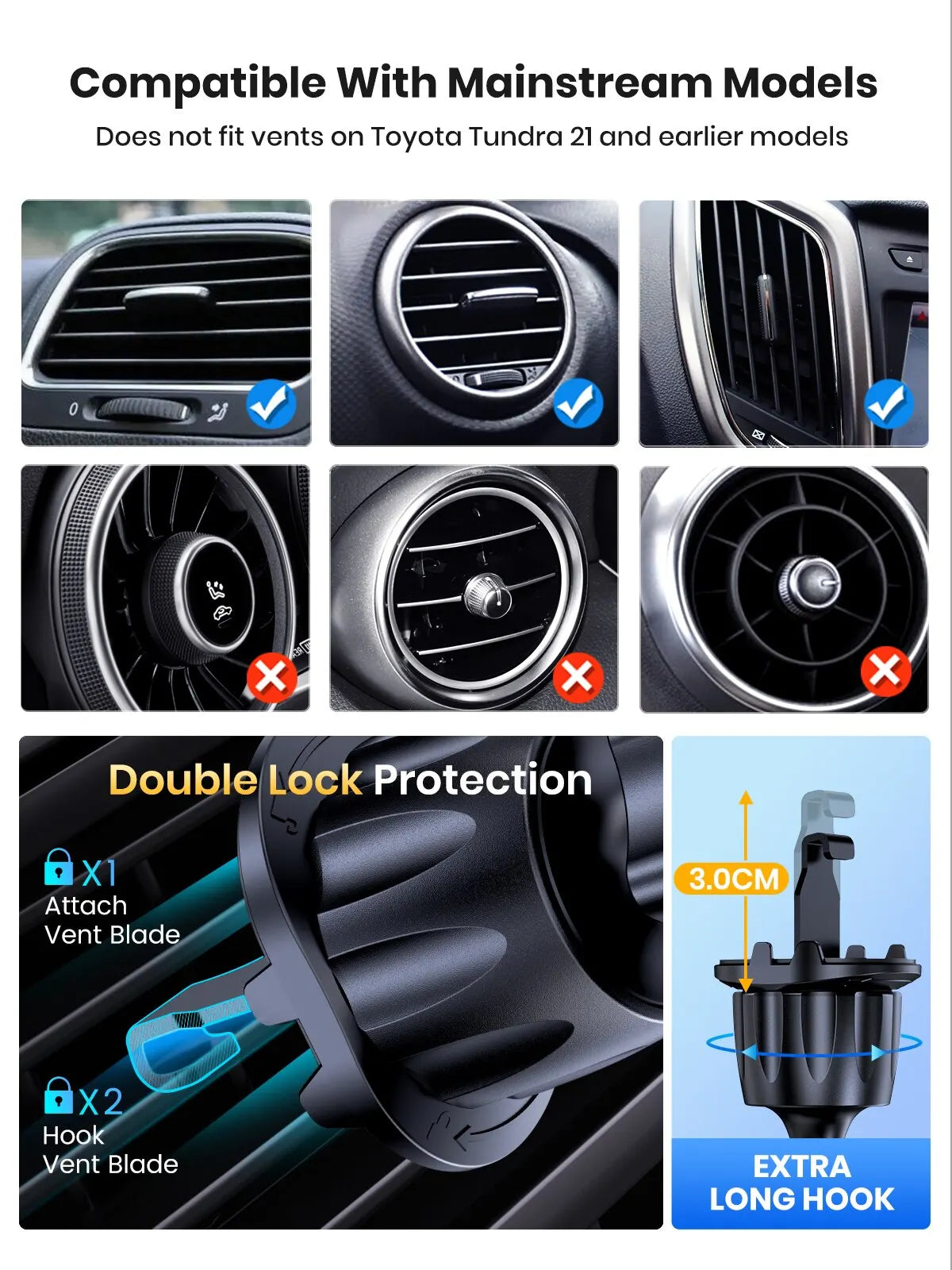 Gravity Car Phone Holder – Metallic Air Vent Mount for Hands-Free Driving