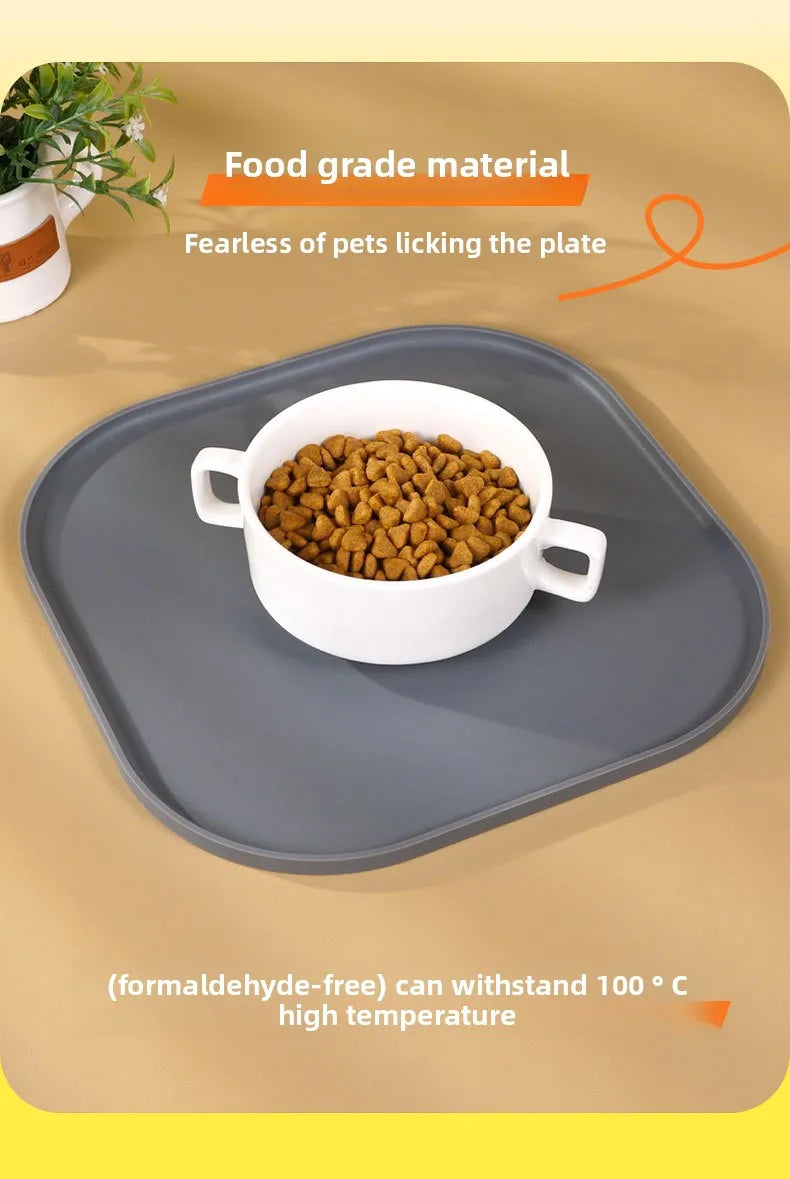 Silicone Cat Feeding Mat – Non-Slip Waterproof Tray for Pet Food Bowls