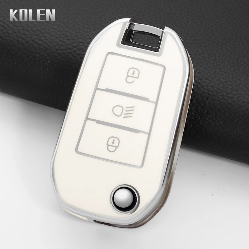 TPU Car Key Case Cover – Protective Keychain for Peugeot and Citroen Models