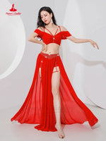 Belly Dance Professional Suit – Mesh Split Skirt Set for Oriental Performance