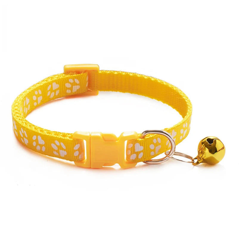 Printed Bell Pet Collar – Adjustable Safety Necklace for Cats and Small Dogs