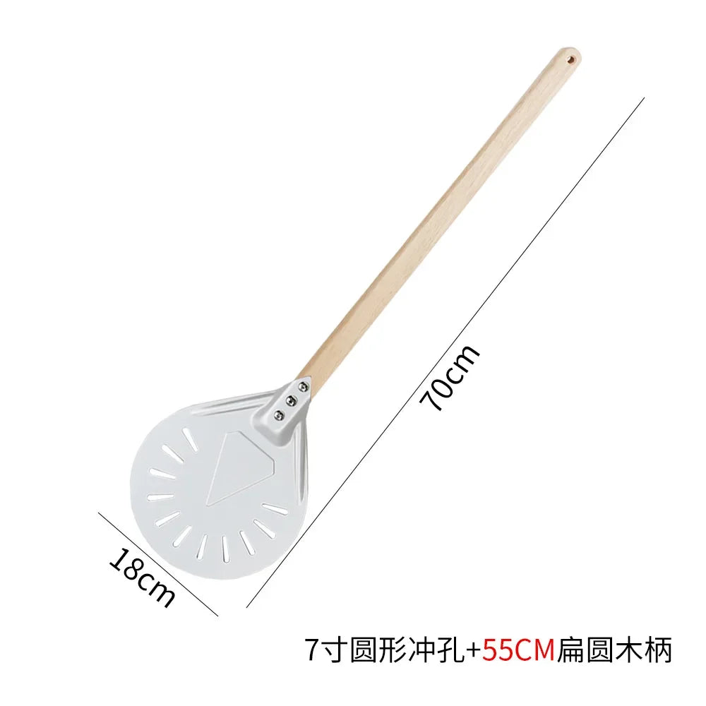 Perforated Aluminum Pizza Peel – Non-Slip Wooden Handle for Home Baking