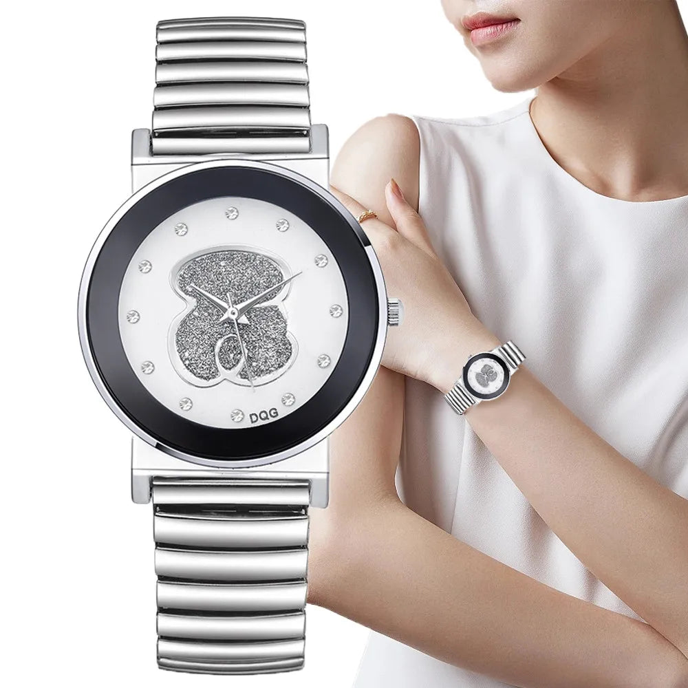 Bear Diamond Quartz Watch – Elegant Minimalist Wristwear for Women