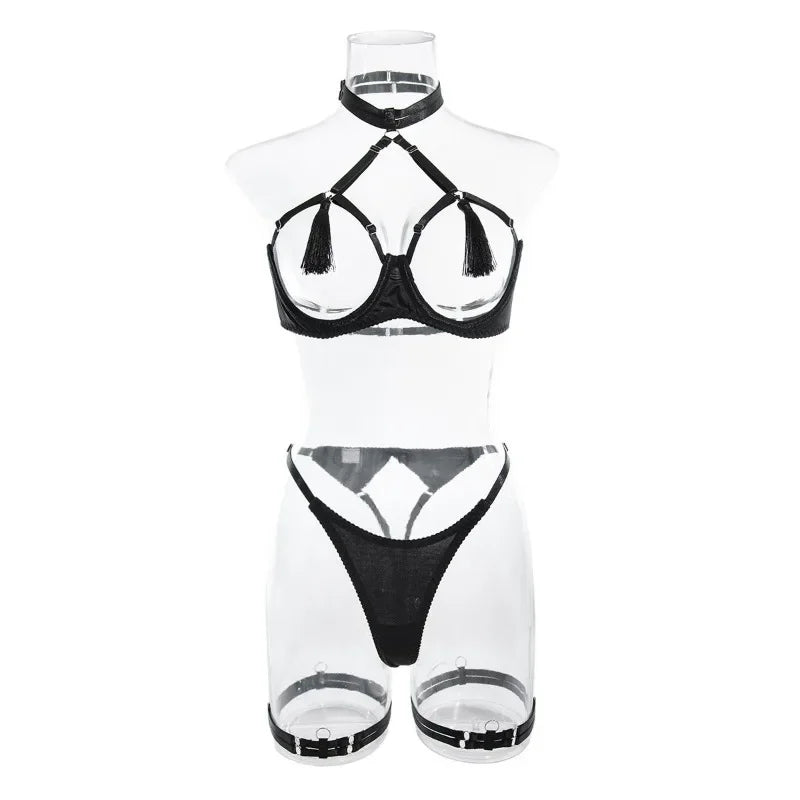 Tassel Lingerie Set – Cut Out Two Piece Set for Sexy Women's Underwear