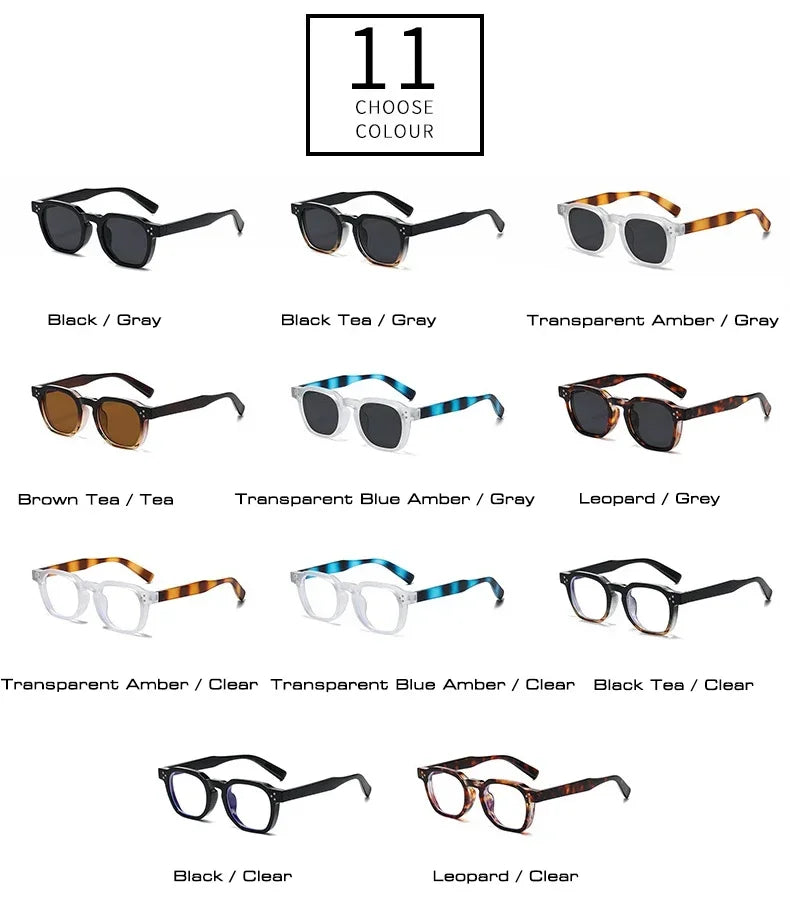 Vintage Rivet Oval Sunglasses – Leopard Anti Blue Light Frames for Men and Women