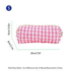 Large Checkered Cotton Cosmetic Bag – Plaid Travel Toiletry Organizer for Women