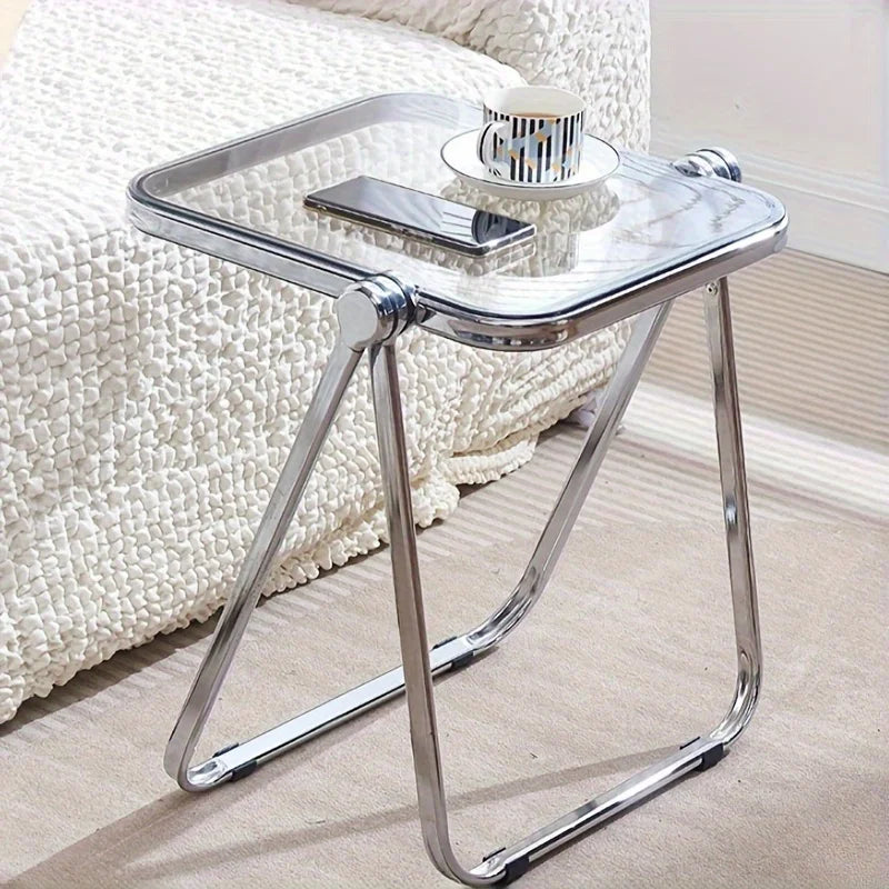 Transparent Acrylic Folding Side Table – Modern Coffee Table for Living Room