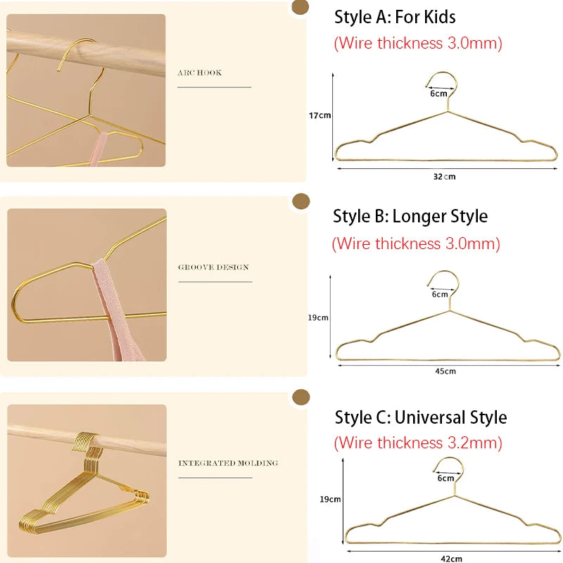 Gold Stainless Steel Coat Hangers – Durable Metal Closet Organizers for Home