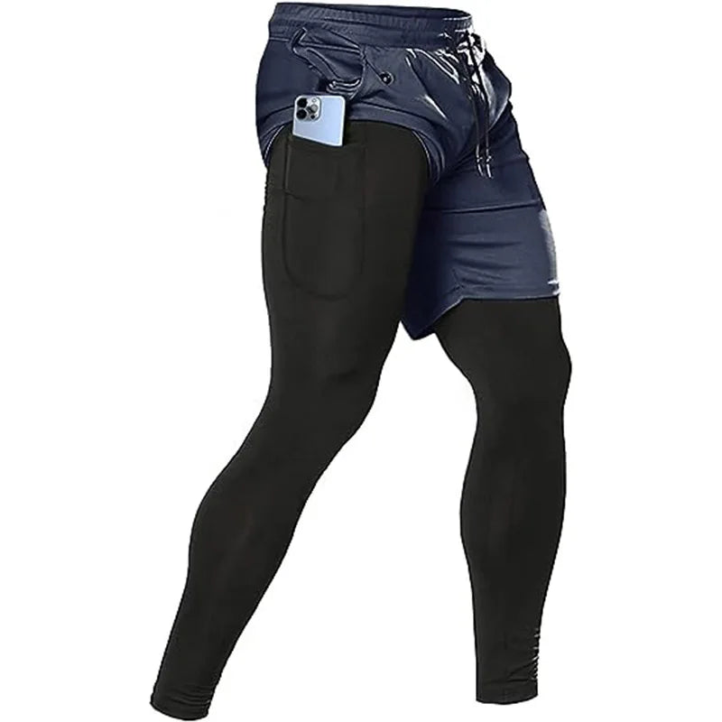 2-in-1 Men's Athletic Pants – Training Trousers for Gym Fitness Running