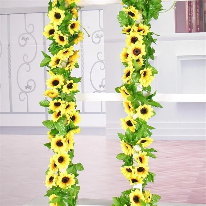 Silk Sunflower Garland – 260cm Artificial Floral Vine for Wedding Arch Decor