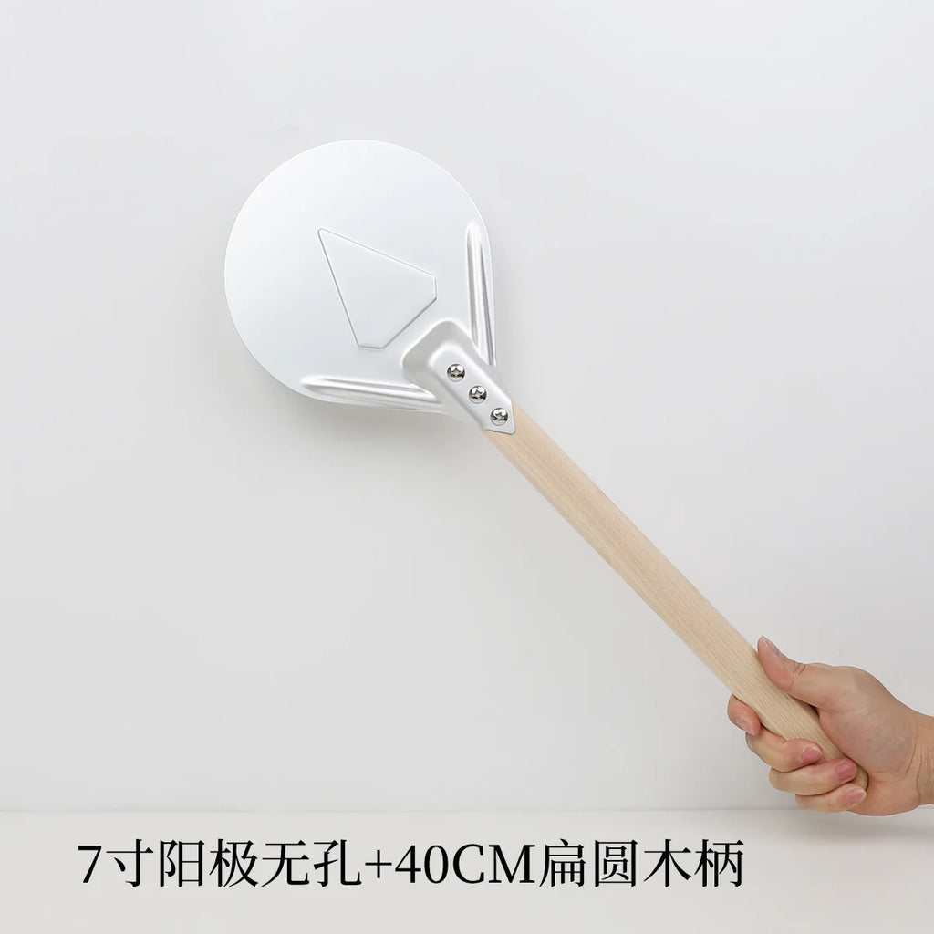Perforated Aluminum Pizza Peel – Non-Slip Wooden Handle for Home Baking
