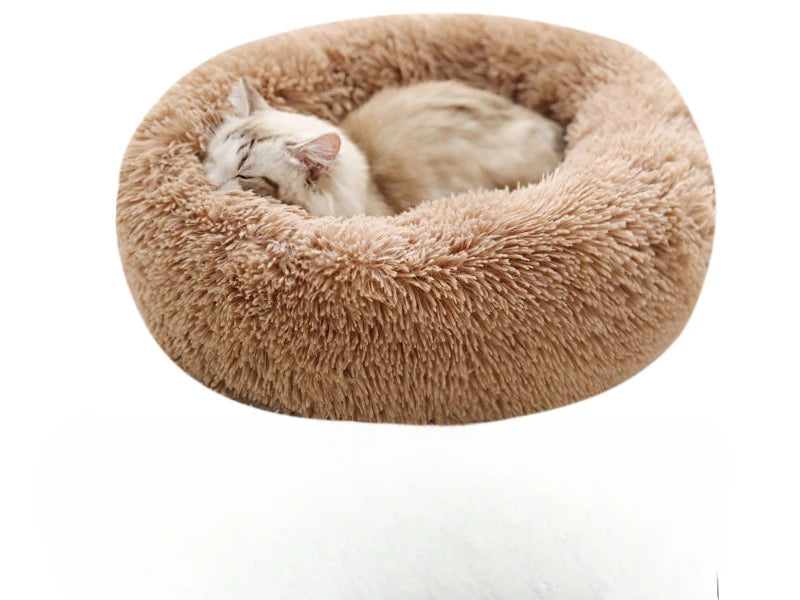 Plush Round Pet Bed – Warm Detachable Washable Nest for Cats and Small Dogs