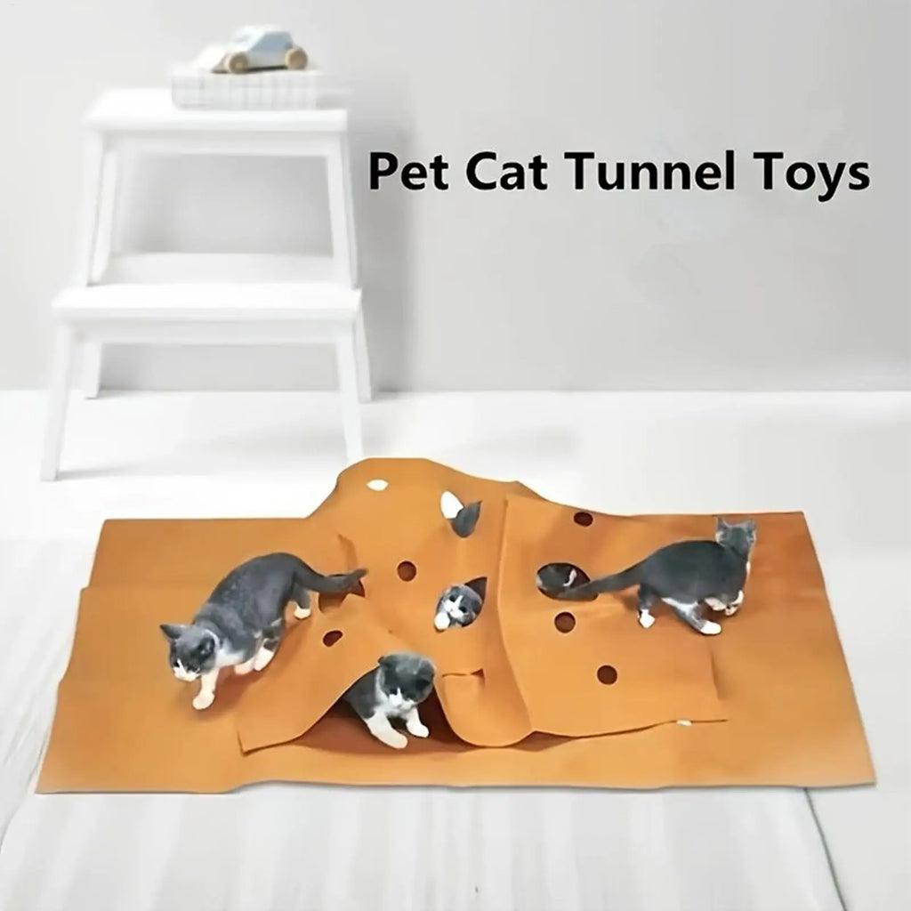 Interactive Cat Tunnel Mat – Foldable Enrichment Toy for Indoor Kitten Play