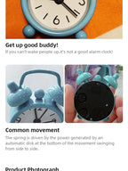 Mini Round Metal Alarm Clock – Portable Quartz Desktop Decor for Home Office