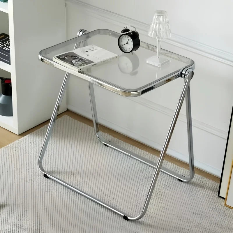 Transparent Acrylic Folding Side Table – Modern Coffee Table for Living Room