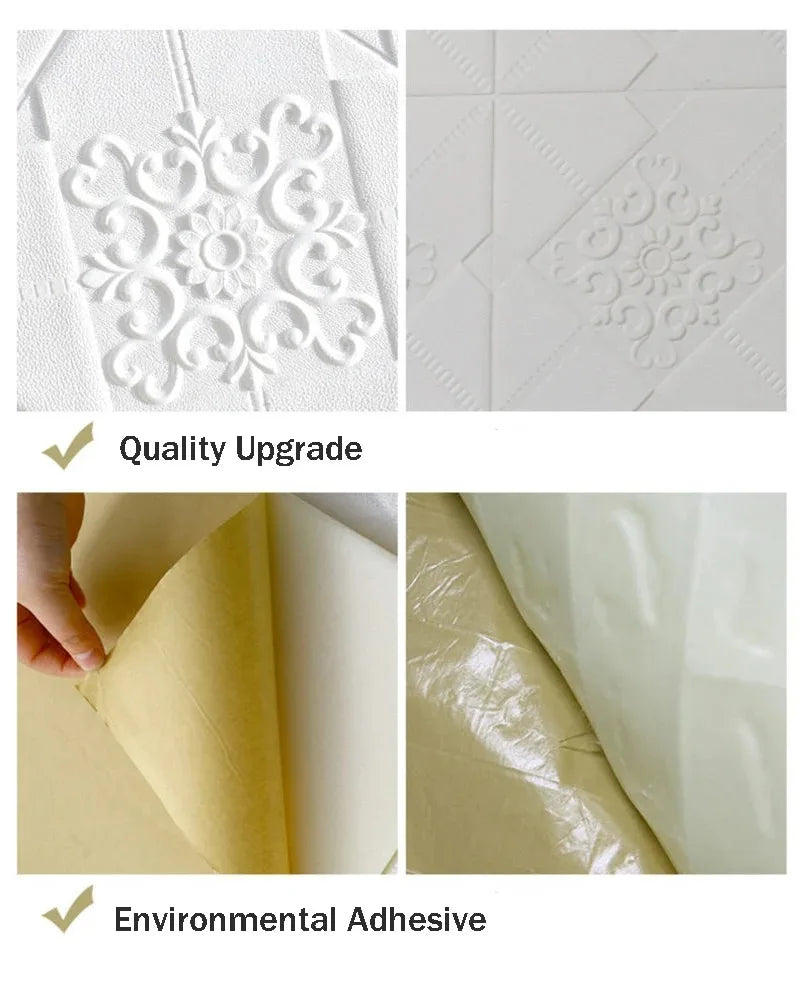 3D Self-Adhesive Wall Tiles – Waterproof Foam Panels for Bedroom Decor