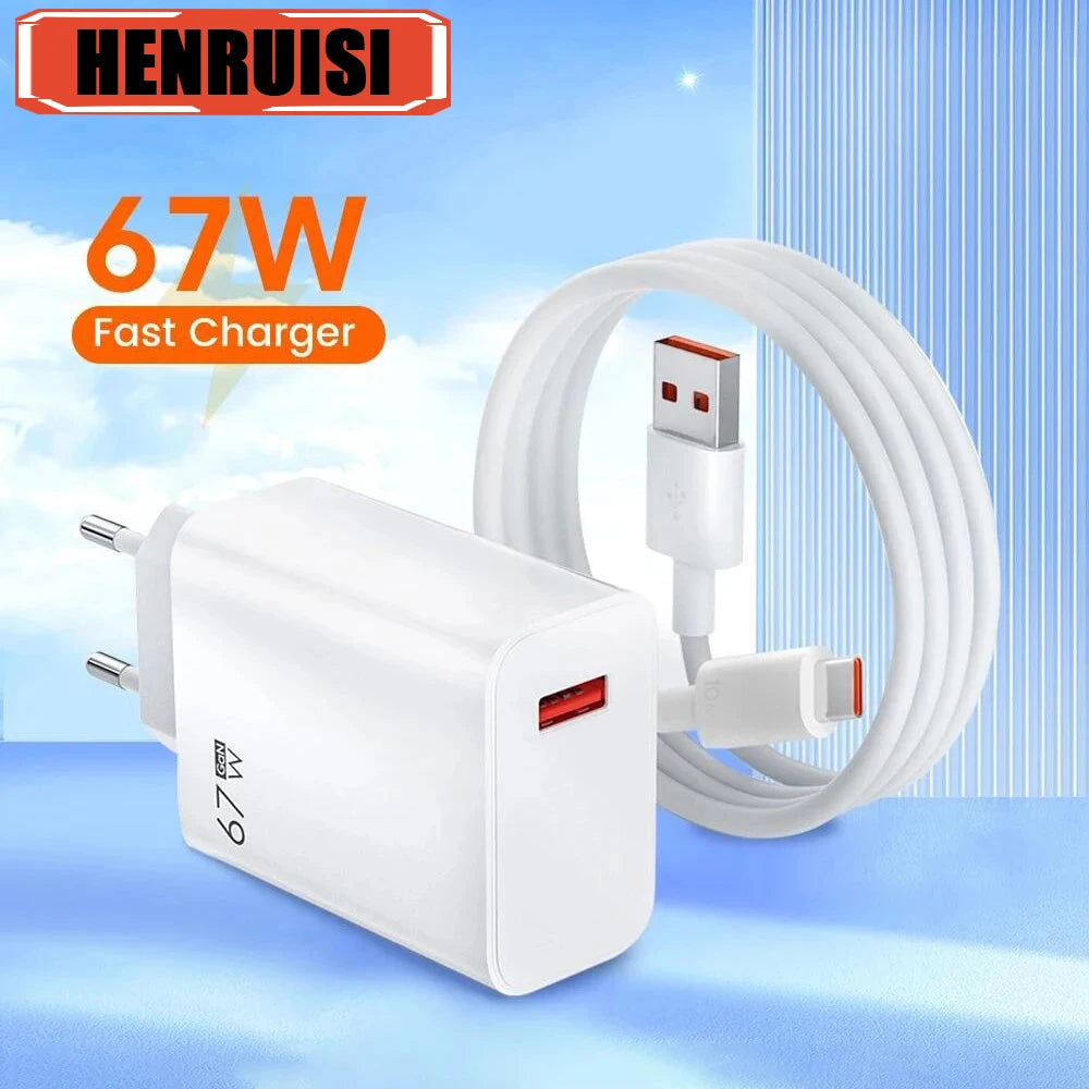 USB-C Fast Charger – 67W High Speed Power Adapter with 6A Cable