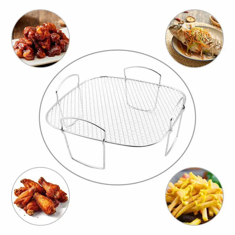 Multifunctional Roasting Rack – Stainless Steel for Air Fryer Cooking