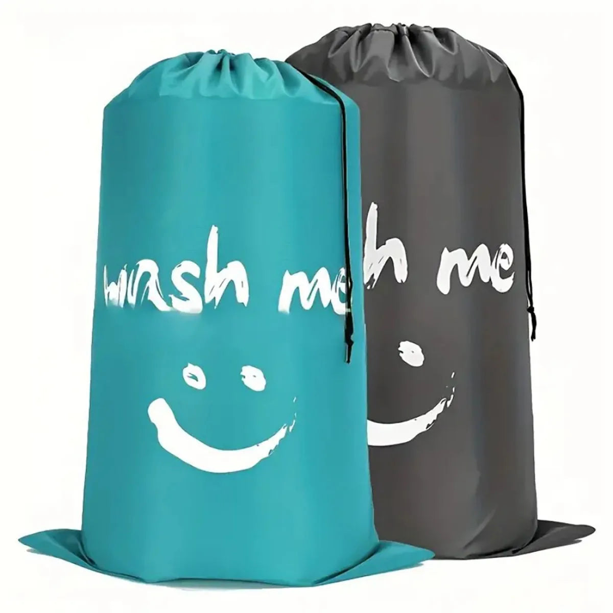 Nylon Drawstring Laundry Bag – Smile Shape Washable Pouch for Travel Storage