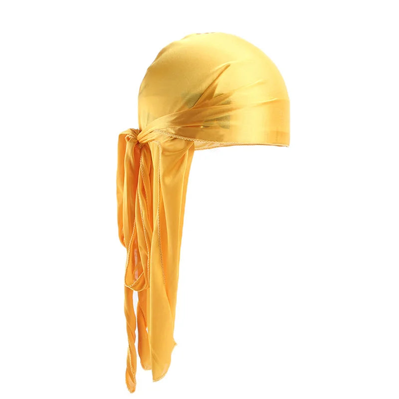 Silky Long Tail Durag – Satin Wave Cap for Men and Women Hair Styling