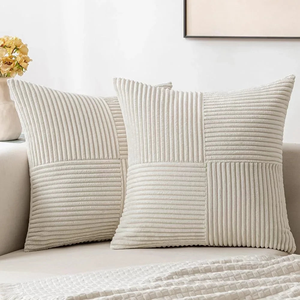 Corduroy Striped Cushion Covers – 45x45cm Soft Throw Pillows for Home Decor