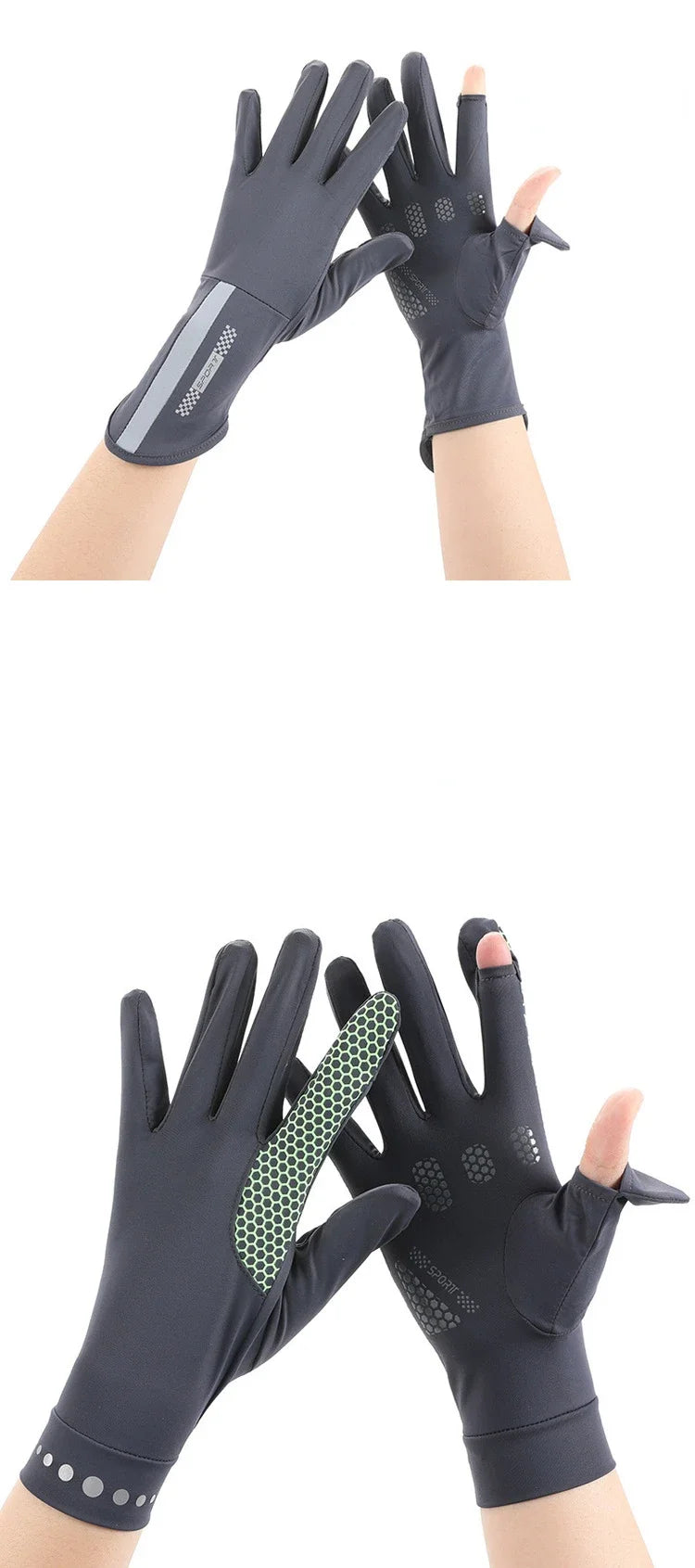 Ice Silk Sunscreen Gloves – UV Protection for Driving and Outdoor Cycling