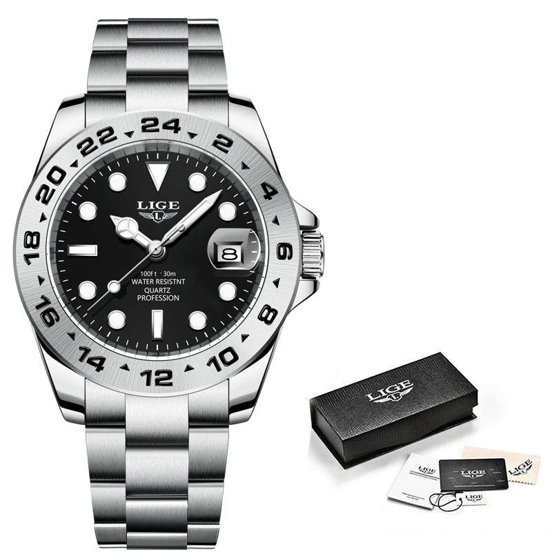 Luxury Steel Quartz Watch – Waterproof Military Sport Accessory for Men