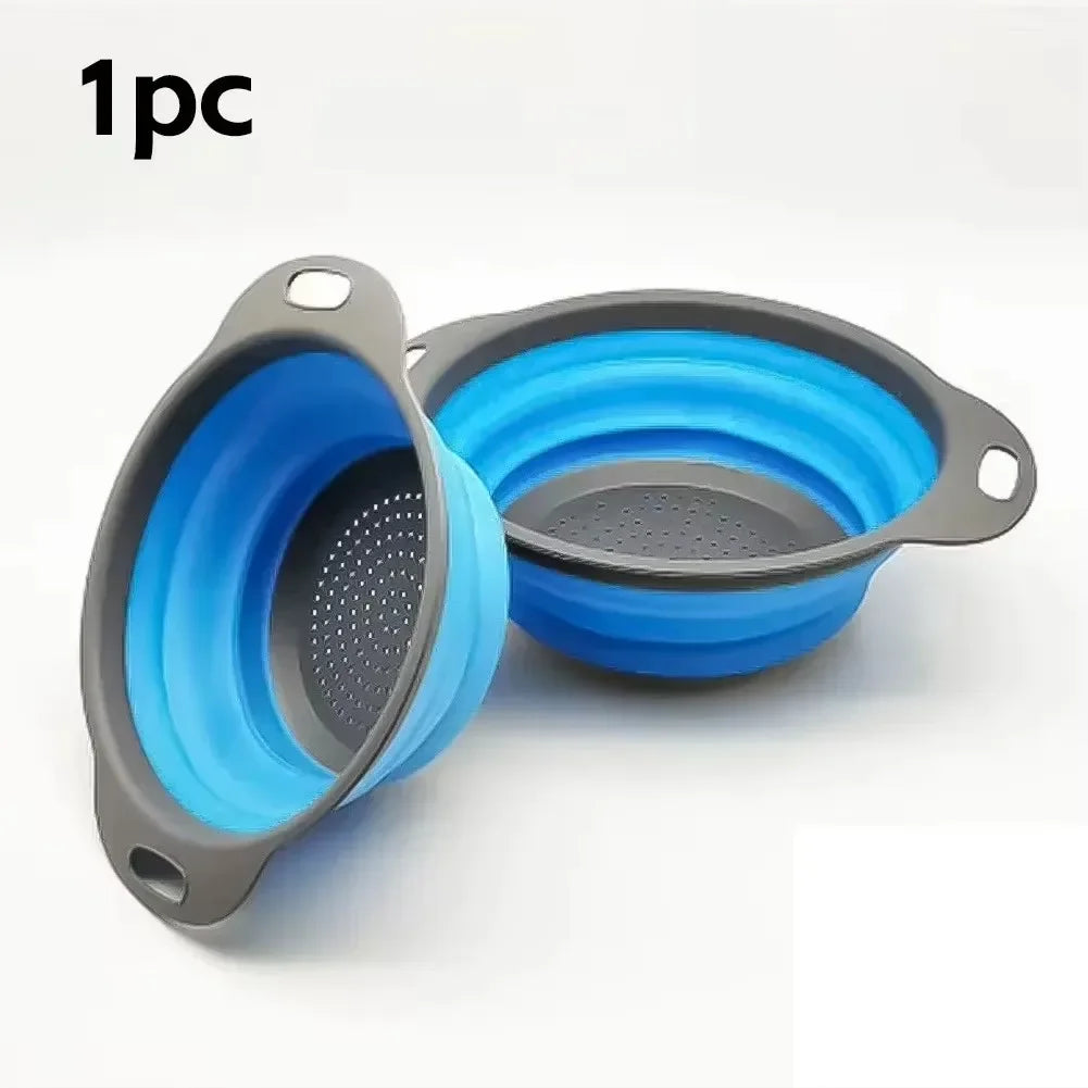 Collapsible Silicone Colander – Foldable Strainer for Kitchen Food Washing