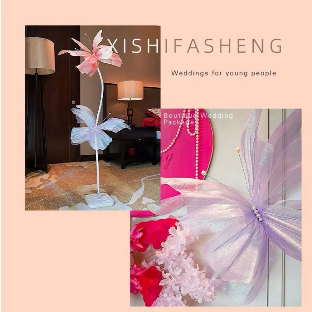 Large 3D Gauze Butterfly Decoration – Hollow Hanging Display for Weddings